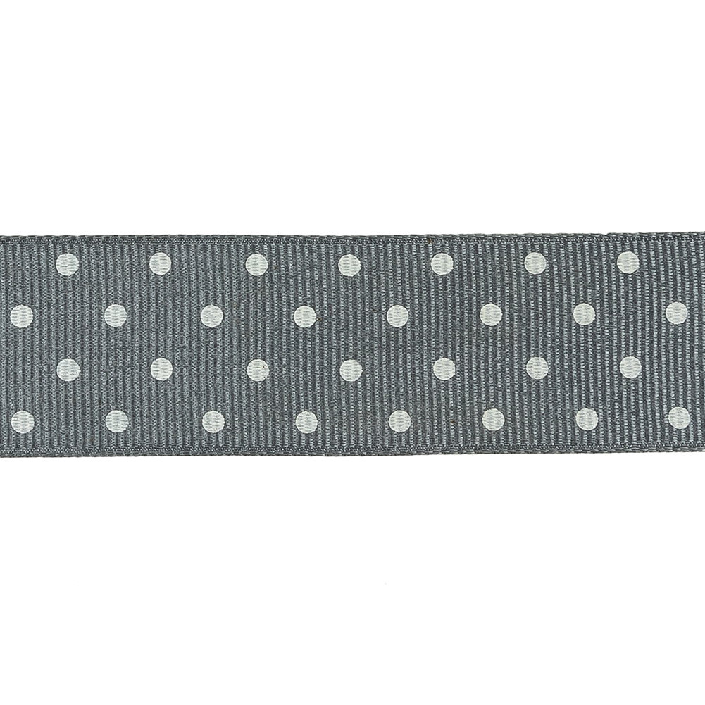 Sedona Sage and White Polka Dots Grosgrain Ribbon - 1"