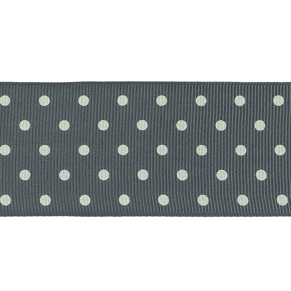 Sedona Sage and White Polka Dots Grosgrain Ribbon - 1.625"