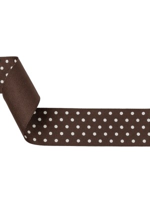 Chestnut and White Polka Dots Grosgrain Ribbon – 1.625″ Chestnut and White Polka Dots Grosgrain Ribbon – 1.625″