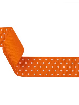 Carrot and White Polka Dots Grosgrain Ribbon – 1.625″ Carrot and White Polka Dots Grosgrain Ribbon – 1.625″