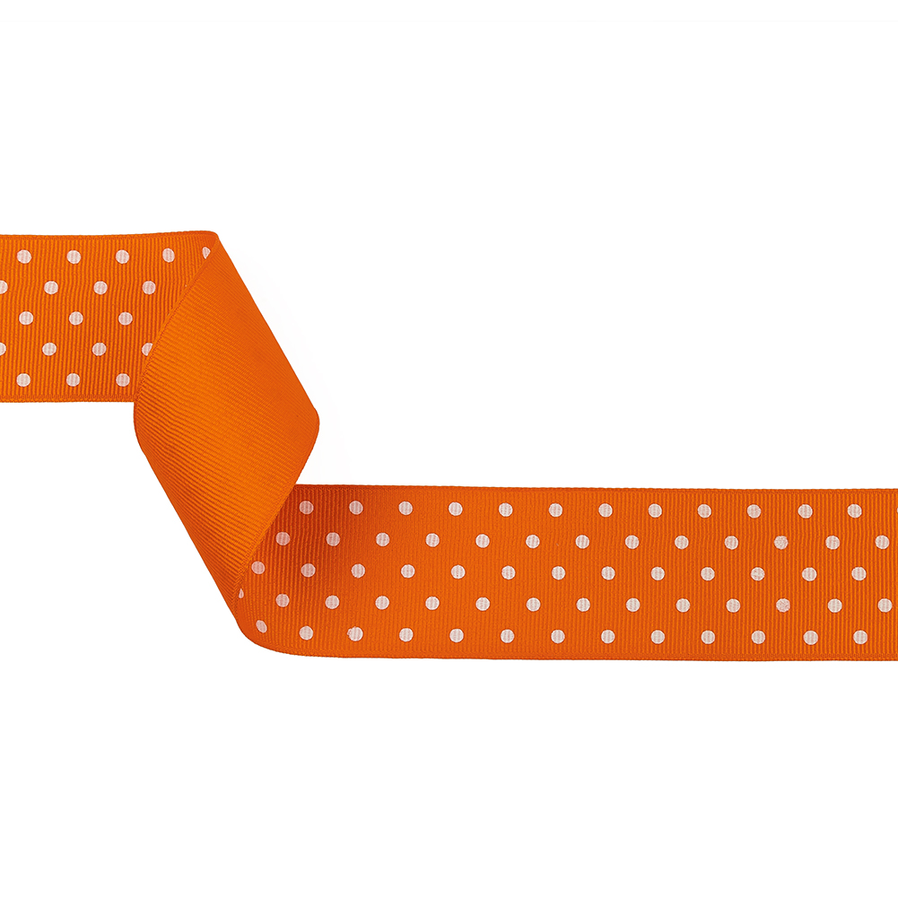 Carrot and White Polka Dots Grosgrain Ribbon – 1.625″ Carrot and White Polka Dots Grosgrain Ribbon – 1.625″