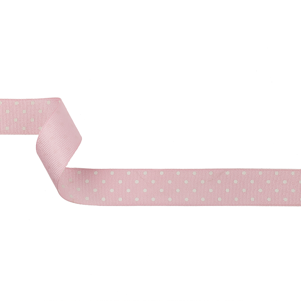 Parfait Pink and White Polka Dots Grosgrain Ribbon – 1″ Parfait Pink and White Polka Dots Grosgrain Ribbon – 1″