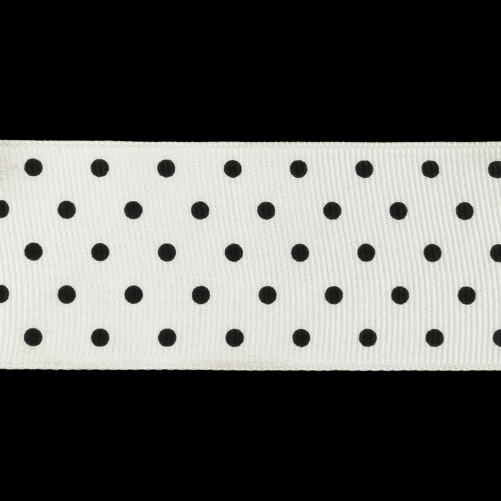 Bright White and Moonless Night Polka Dots Grosgrain Ribbon - 1.625"