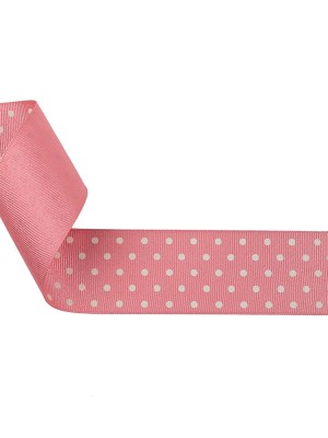 Flamingo Pink and White Polka Dots Grosgrain Ribbon – 1.625″ Flamingo Pink and White Polka Dots Grosgrain Ribbon – 1.625″