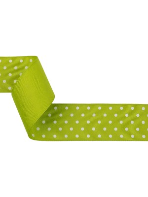 Lime Green and White Polka Dots Grosgrain Ribbon – 1.625″ Lime Green and White Polka Dots Grosgrain Ribbon – 1.625″