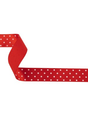 Red and White Polka Dots Satin Ribbon – 1″ Red and White Polka Dots Satin Ribbon – 1″