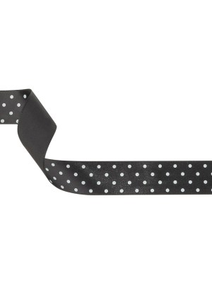 Black and Bright White Polka Dots Satin Ribbon – 1″ Black and Bright White Polka Dots Satin Ribbon – 1″