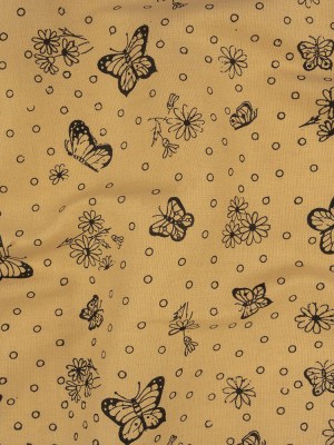 Cream and Black Butterfly Printed Linen Woven Cream and Black Butterfly Printed Linen Woven