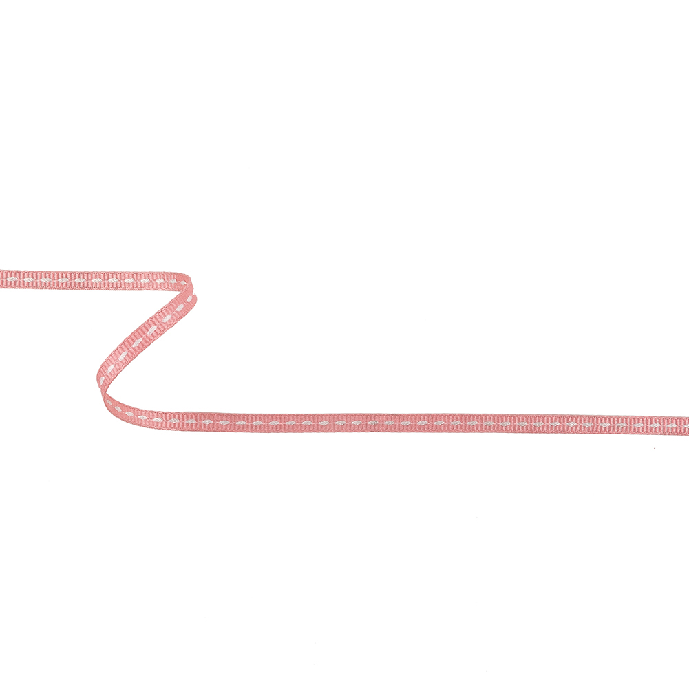 Coral Pink Grosgrain Ribbon with Lucent White Stitching – 0.25″ Coral Pink Grosgrain Ribbon with Lucent White Stitching – 0.25″
