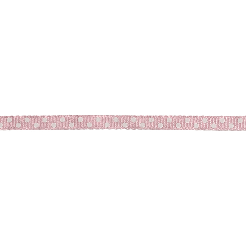 Parfait Pink and White Polka Dots Grosgrain Ribbon - 0.25"
