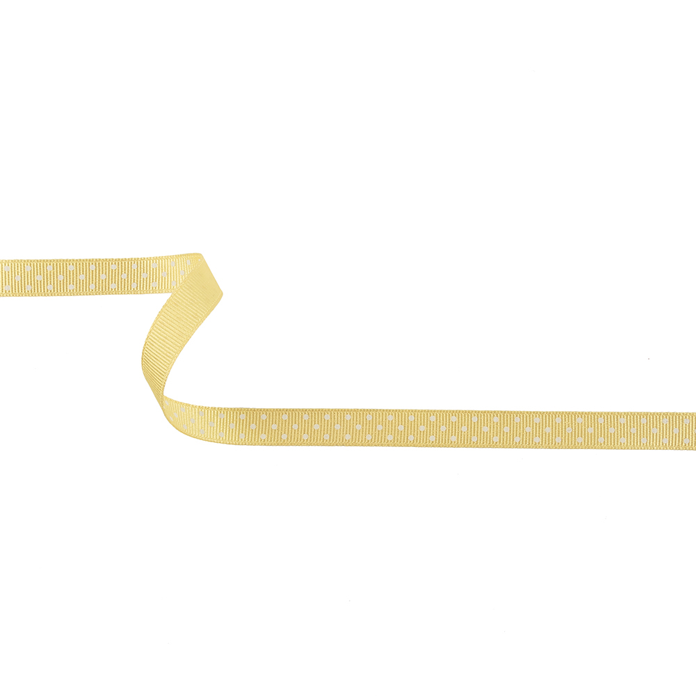Pale Banana and White Polka Dots Grosgrain Ribbon – 0.375″ Pale Banana and White Polka Dots Grosgrain Ribbon – 0.375″