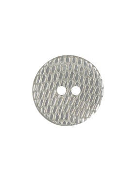 Italian Silver and Gray Iridescent Scales 2-Hole Plastic Button – 24L/15mm Italian Silver and Gray Iridescent Scales 2-Hole Plastic Button – 24L/15mm
