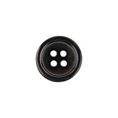 Italian Black Iridescent Shallow Plate 4-Hole Plastic Button – 24L/15mm Italian Black Iridescent Shallow Plate 4-Hole Plastic Button – 24L/15mm