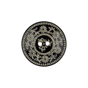 French Ecru and Black Floral Ornate 2-Hole Plastic Button – 34L/21.5mm French Ecru and Black Floral Ornate 2-Hole Plastic Button – 34L/21.5mm