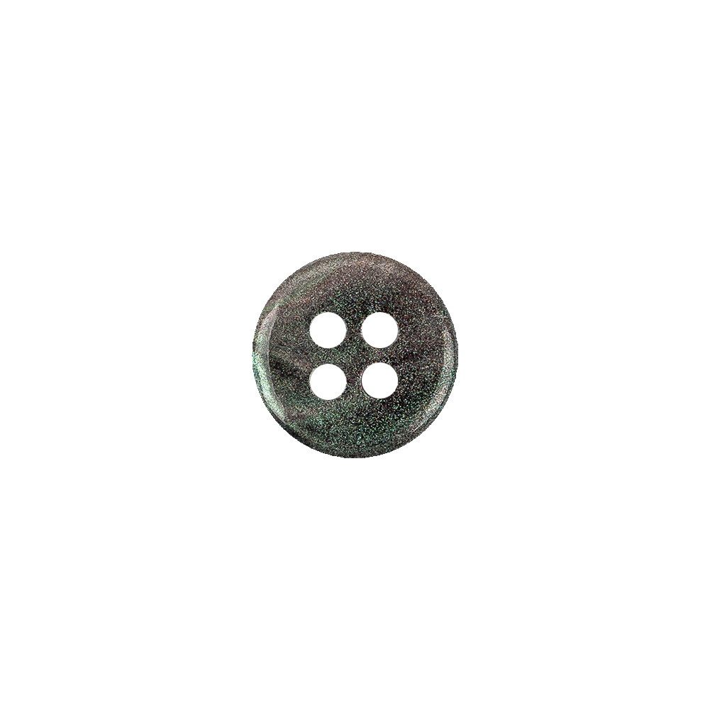 Iridescent Green, Gray and Black Shallow Plate 4-Hole Plastic Button - 17L/10.5mm