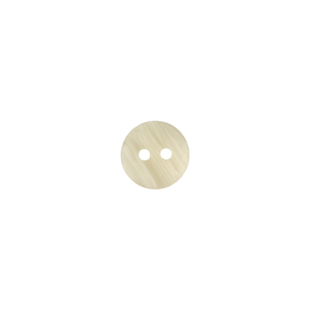 Ivory and Beige Striated Faux-Shell 2-Hole Plastic Button - 14L/9mm
