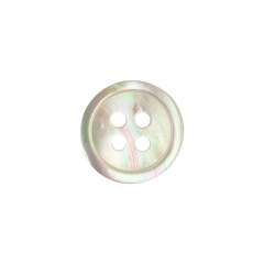 Light Beige Iridescent Narrow Rimmed 4-Hole Plastic Button – 24L/15mm Light Beige Iridescent Narrow Rimmed 4-Hole Plastic Button – 24L/15mm