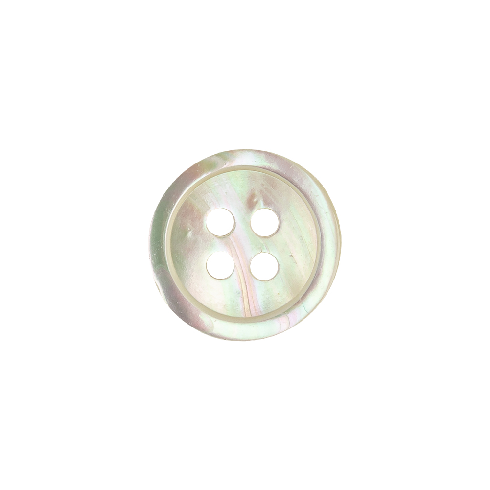 Light Beige Iridescent Narrow Rimmed 4-Hole Plastic Button – 24L/15mm Light Beige Iridescent Narrow Rimmed 4-Hole Plastic Button – 24L/15mm