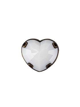 Italian White and Bronze Faceted Heart Shaped Shank Back Button – 22L/14mm Italian White and Bronze Faceted Heart Shaped Shank Back Button – 22L/14mm