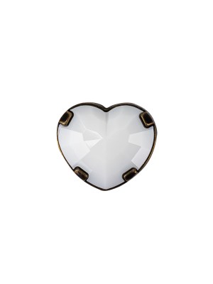 Italian White and Bronze Faceted Heart Shaped Shank Back Button – 22L/14mm Italian White and Bronze Faceted Heart Shaped Shank Back Button – 22L/14mm