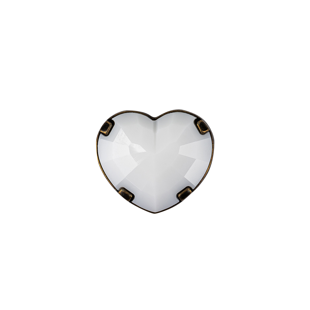 Italian White and Bronze Faceted Heart Shaped Shank Back Button – 25L/16mm Italian White and Bronze Faceted Heart Shaped Shank Back Button – 25L/16mm