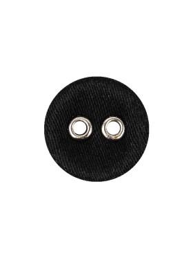 Black Fabric Covered Silver Edged 2-Hole Button – 25L/16mm Black Fabric Covered Silver Edged 2-Hole Button – 25L/16mm