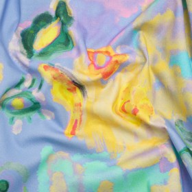 Stretch Cotton Canvas Print – Blue and Yellow Painterly Floral – Mood Exclusive Step One Stretch Cotton Canvas Print – Blue and Yellow Painterly Floral – Mood Exclusive Step One