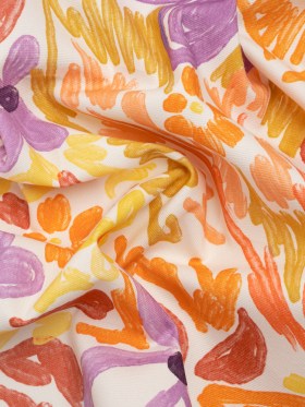 Stretch Cotton Canvas Print – Purple, Orange and Yellow Floral – Mood Exclusive Downright Dandy Stretch Cotton Canvas Print – Purple, Orange and Yellow Floral – Mood Exclusive Downright Dandy