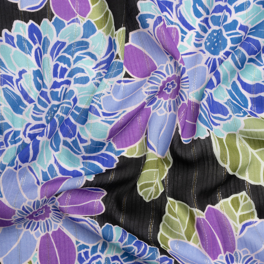 Mood Exclusive Black Grateful Gardener Metallic Pinstriped Viscose Dobby Mood Exclusive Black Grateful Gardener Metallic Pinstriped Viscose Dobby