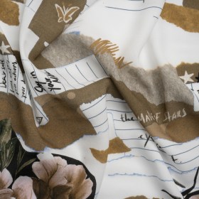 Sustainable Viscose Crepe Print – Beige Note Patchwork – Mood Exclusive Scraps of Self Sustainable Viscose Crepe Print – Beige Note Patchwork – Mood Exclusive Scraps of Self