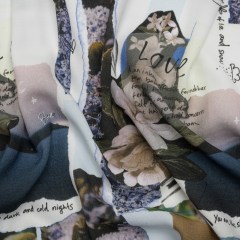 Sustainable Viscose Crepe Print – Beige and Dusty Blue Scrapbook Patchwork – Mood Exclusive Poetics of Love Sustainable Viscose Crepe Print – Beige and Dusty Blue Scrapbook Patchwork – Mood Exclusive Poetics of Love