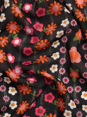 Mood Exclusive Black Infinitely Floral Metallic Pinstriped Viscose Dobby Mood Exclusive Black Infinitely Floral Metallic Pinstriped Viscose Dobby