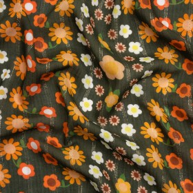 Mood Exclusive Green Infinitely Floral Metallic Pinstriped Viscose Dobby Mood Exclusive Green Infinitely Floral Metallic Pinstriped Viscose Dobby