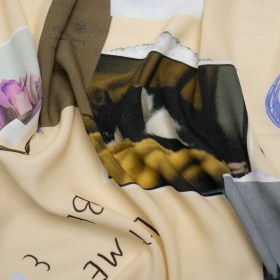 Sustainable Viscose Crepe Print – Beige Scrapbook Notes – Mood Exclusive Always Forward Sustainable Viscose Crepe Print – Beige Scrapbook Notes – Mood Exclusive Always Forward