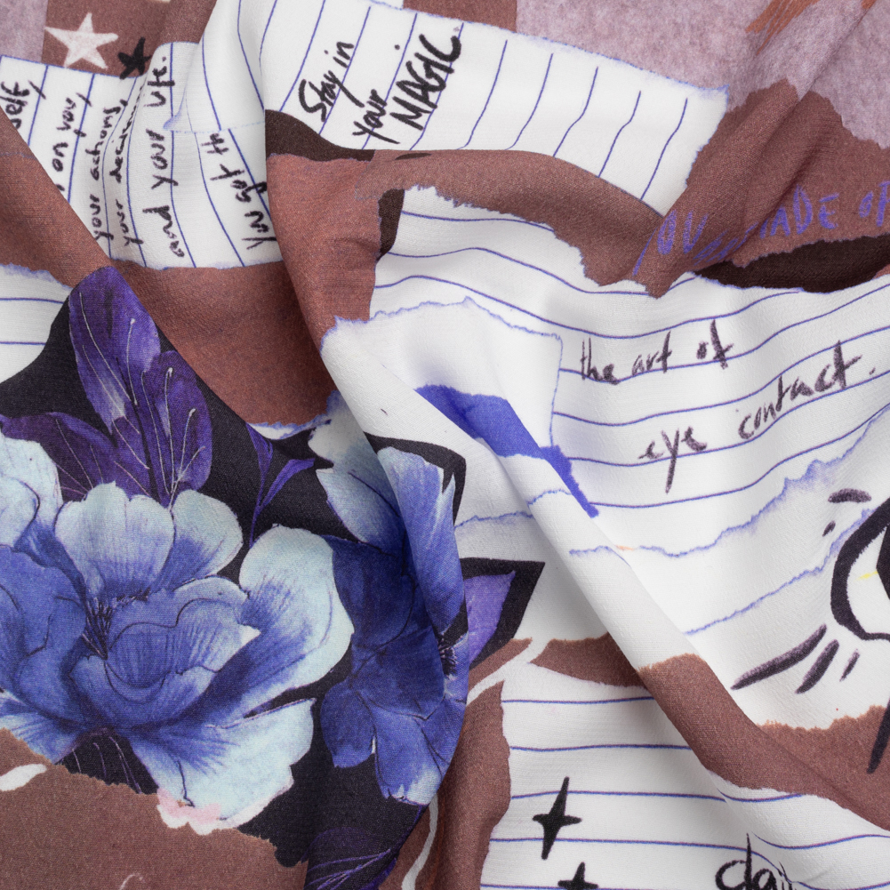 Sustainable Viscose Crepe Print – Mauve and Blue Note Patchwork – Mood Exclusive Scraps of Self Sustainable Viscose Crepe Print – Mauve and Blue Note Patchwork – Mood Exclusive Scraps of Self