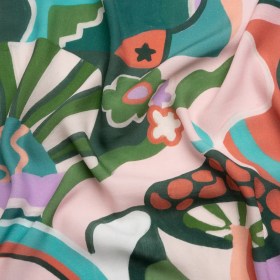 Sustainable Viscose Woven Print – Pink, Green and Blue Mushrooms and Abstract – Mood Exclusive Mid Mod Mushroom Sustainable Viscose Woven Print – Pink, Green and Blue Mushrooms and Abstract – Mood Exclusive Mid Mod Mushroom
