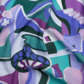 Sustainable Viscose Woven Print – Purple, Teal and Blue Mushrooms and Abstract – Mood Exclusive Mid Mod Mushroom Sustainable Viscose Woven Print – Purple, Teal and Blue Mushrooms and Abstract – Mood Exclusive Mid Mod Mushroom