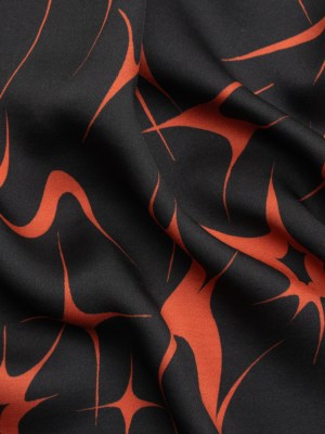 Sustainable and Recycled Viscose Satin Print – Black and Red Abstracting Stars – Mood Exclusive Speed of Light Sustainable and Recycled Viscose Satin Print – Black and Red Abstracting Stars – Mood Exclusive Speed of Light