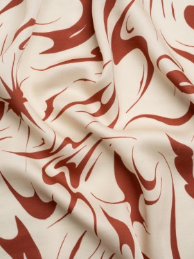 Sustainable and Recycled Viscose Satin Print – Red and Cream Swirls and Stars – Mood Exclusive Vincent’s Hope Sustainable and Recycled Viscose Satin Print – Red and Cream Swirls and Stars – Mood Exclusive Vincent’s Hope