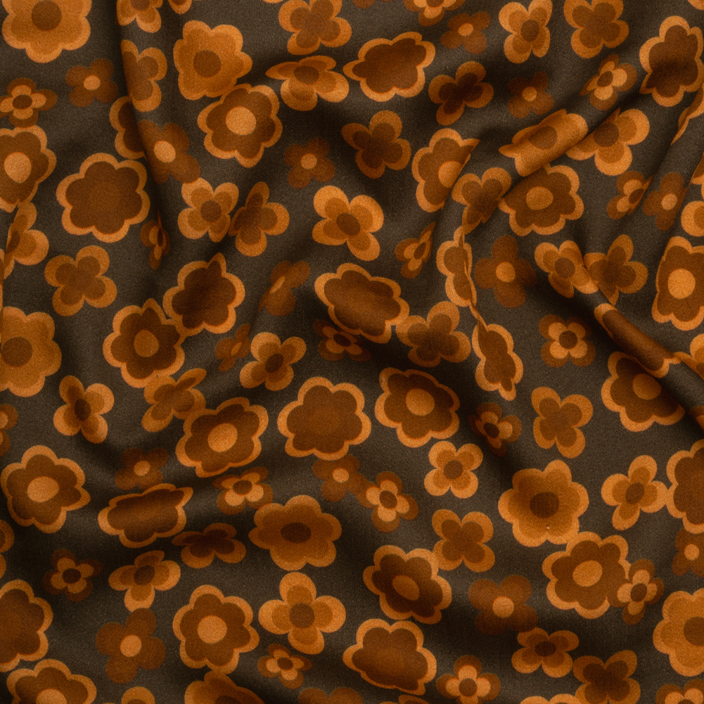 Mood Exclusive Brown Daisy Train Rayon Challis Mood Exclusive Brown Daisy Train Rayon Challis