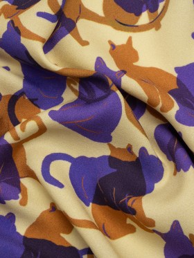 Mood Exclusive Purple Lazy Caturday Viscose Crepe Mood Exclusive Purple Lazy Caturday Viscose Crepe