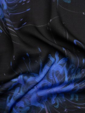 Sustainable and Recycled Viscose Satin Print – Blue and Black Glowing Florals – Mood Exclusive Marine Magic Sustainable and Recycled Viscose Satin Print – Blue and Black Glowing Florals – Mood Exclusive Marine Magic