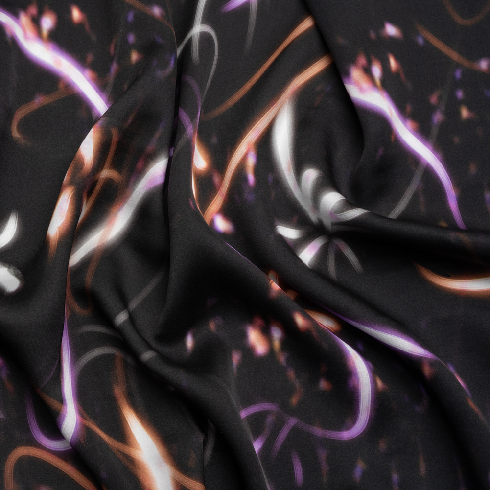Sustainable and Recycled Viscose Satin Print – Orange and Purple Light Streaks – Mood Exclusive Shutter Speed Racer Sustainable and Recycled Viscose Satin Print – Orange and Purple Light Streaks – Mood Exclusive Shutter Speed Racer