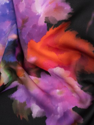 Sustainable and Recycled Viscose Satin Print – Purple, Red and Black Abstract Floral – Mood Exclusive Forest of Colors Sustainable and Recycled Viscose Satin Print – Purple, Red and Black Abstract Floral – Mood Exclusive Forest of Colors