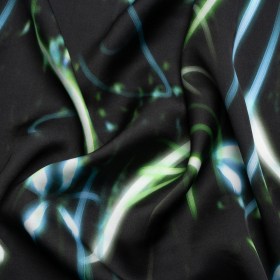Sustainable and Recycled Viscose Satin Print – Green and Blue Light Streaks – Mood Exclusive Shutter Speed Racer Sustainable and Recycled Viscose Satin Print – Green and Blue Light Streaks – Mood Exclusive Shutter Speed Racer
