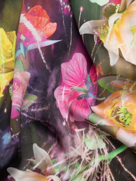 Sustainable and Recycled Viscose Satin Print – Pink, Orange and Yellow Glowing Flowers – Mood Exclusive Ignite the Light Sustainable and Recycled Viscose Satin Print – Pink, Orange and Yellow Glowing Flowers – Mood Exclusive Ignite the Light