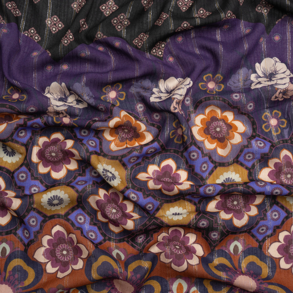 Mood Exclusive Black Petal Plaza Metallic Pinstriped Viscose Dobby Mood Exclusive Black Petal Plaza Metallic Pinstriped Viscose Dobby