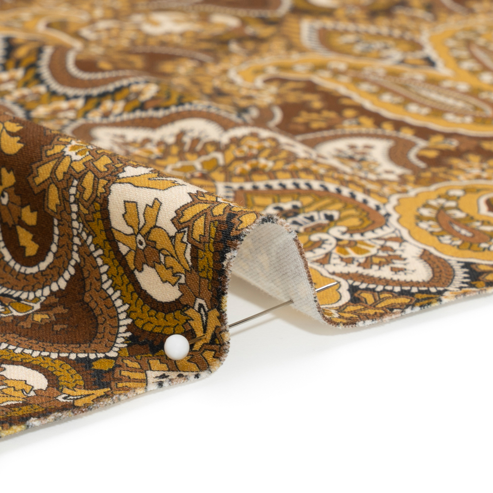 Mood Exclusive Brown Paisley Party Stretch Cotton Sateen