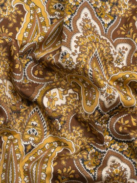 Mood Exclusive Brown Paisley Party Stretch Cotton Sateen Mood Exclusive Brown Paisley Party Stretch Cotton Sateen