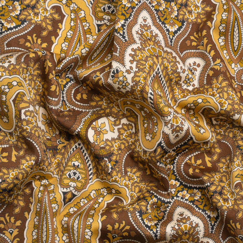 Mood Exclusive Brown Paisley Party Stretch Cotton Sateen Mood Exclusive Brown Paisley Party Stretch Cotton Sateen